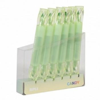 Marcador Apli Candy Doble Punta Fluorescente Verde - Punta Plana de 5mm y Redonda de 2mm