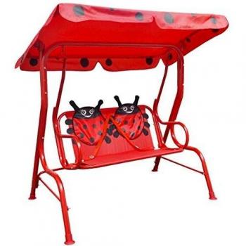 vidaXL Balancín de Niños Acero y Tela Oxford Mariquitas Rojo Columpio Infantil