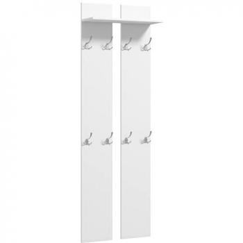 Perchero de pared HOMCOM moderno para recibidor con 8 ganchos y estante, dimensiones 55x21,3x170 cm, color blanco