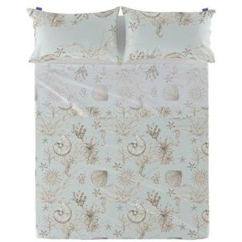 Sábana Coral Reef Multicolor 100% Algodón 150 TC 180x270 cm (Cama 105) Fabricada en España
