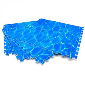 Alfombra Puzzle de Goma Eva - Esterilla Antideslizante Imitación Piscina - 4 Piezas de 60x60 cm para Gimnasio, Fitness, Yoga y Protección de Suelo