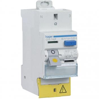 Interruptor Diferencial Bipolar 2P 40A 30mA Tipo A con Tornillos Hager CDA743F