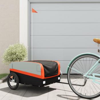 Remolque para Bicicleta de Carga vidaXL Hierro Negro y Naranja 45 kg