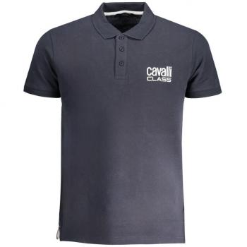 Cavalli Class Blue Cotton Polo Shirt - XXL, Male, with Print Logo
