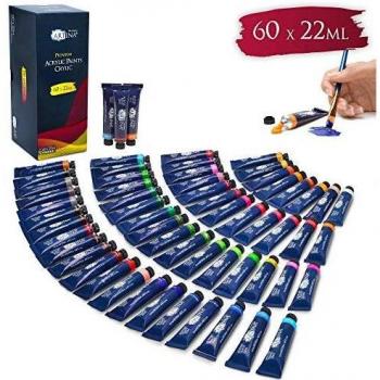 Set de Pinturas Acrílicas Crylic Premium 60 Tubos de 22 ml - Artina