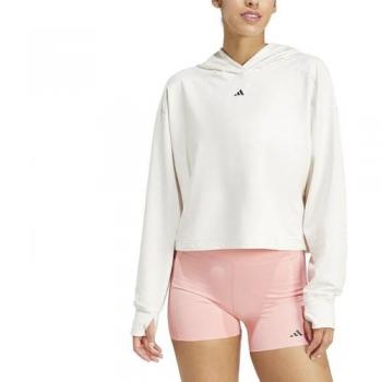 Adidas Women's Power Hoodie Chalk White S with Loose Fit and Back Ventilation