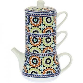Supernova Decoracion_Set Tetera Con 2 Tazas Porcelana. Decorado con unos originales dibujos