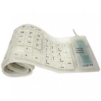 Teclado Flexible USB y PS/2 LogiLink ID0018, Impermeable, Blanco