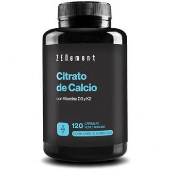 Zenement Citrato de Calcio con Vitamina D3 y K2 - 120 Cápsulas Vegetarianas, Fórmula mejorada con alta absorción, sin aditivos, para dientes, huesos y músculos normales