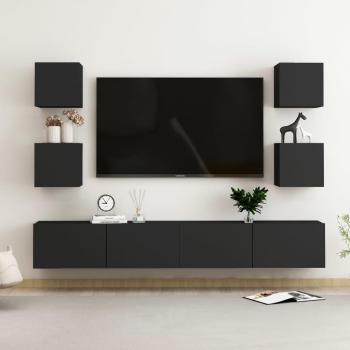 Set de Muebles de Salón TV 6 Piezas en Madera de Ingeniería, Dimensiones: 100 x 30 x 30 cm, Incluye Mueble TV, Mesa de TV y Accesorios