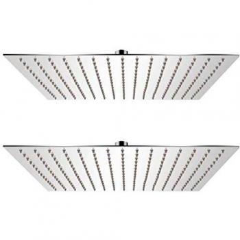 vidaXL 2X Cabezales Ducha Efecto Lluvia Acero Inoxidable 40x40cm Cuarto Baño
