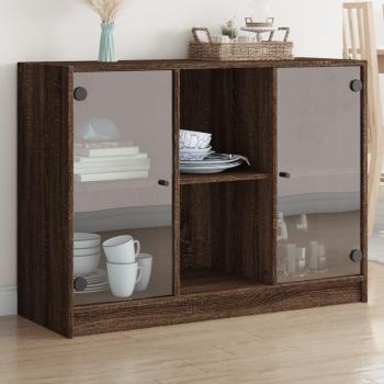 Aparador de Madera Multicapa en Color Roble Marrón, Dimensiones 102x37x75,5 cm