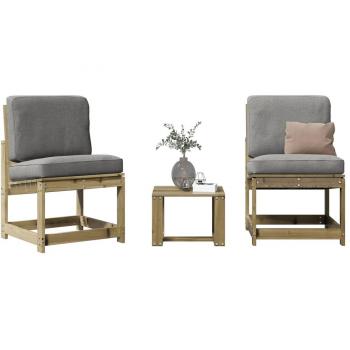 Juego de muebles de jardín 3 piezas madera maciza de pino vidaXL