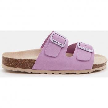 Sandalias planas de mujer de serraje combinado