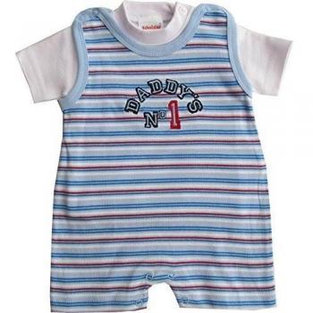 Schnizler Set Interlock Daddy's No.1 geringelt 2 tlg. mit T-Shirt - Mono Bebé-Niño, color azul, talla 56