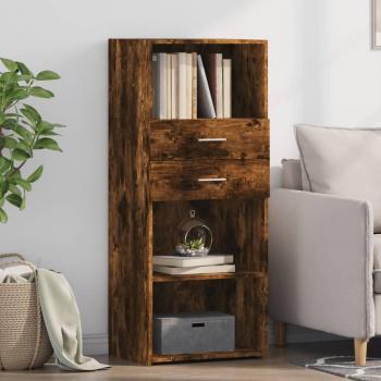Aparador alto de madera multicapa en roble ahumado 50x42,5x124 cm