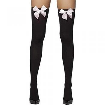 Smiffy's-42763 Miffy Medias opacas, con lazos, color negro, XS a M-EU Tamaño 34-42