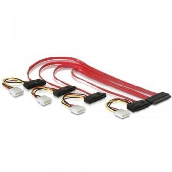 DeLOCK SAS 32pin to 4X SAS 29 Pin - Cable SAS, Rojo