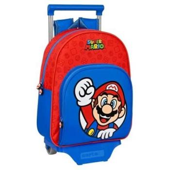 Safta, Mochila 609+Carro 705 Super Mario 28X34X10Cm Unisex niños, Multicolor, Estándar