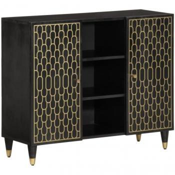 Aparador armario auxiliar de madera maciza de mango 90x33x75 cm color negro