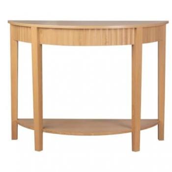 Consola redondeada Bologne con efecto ondulado y 2 niveles, altura 76 cm - Efecto Madera Clara