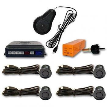 AUTOOUTLET- Sensor aparcamiento 4 detectores ultrasonidos Gris mar y avisador acústico