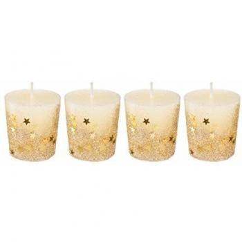 Set de 4 velas votivas doradas navideñas de 4,5 cm
