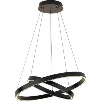 Lámpara colgante Rim 830 de Maytoni, 2 anillos, diámetro de 60 cm, color negro, con luz LED integrada y temperatura de color de 3000K