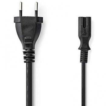 NEDIS Cable de energía eléctrica Italiana Tipo L M - C7 Cable de alimentación | Conector Suizo - IEC-320-C7 | 2,0 m | Negro 2.0 m 2.00 m
