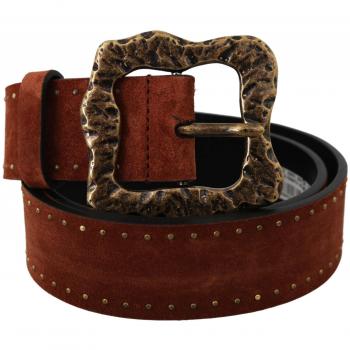 Dolce & Gabbana Brown Suede Leather Studded Baroque Belt - 90 cm / 36 Inches