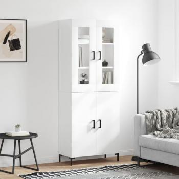 Armario alto de madera multicapa blanco pulido 69,5x34x180 cm