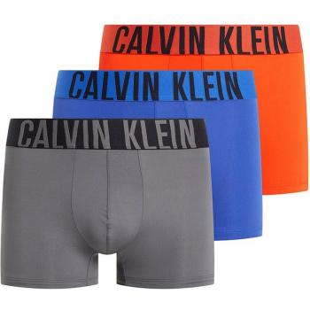 Calvin Klein - Pack de 3 Bóxer ajustados - Intense Power (Trunk Logo gris, azul y naranja, talla M)
