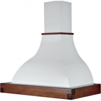 Campana extractora LALLA de acero inoxidable blanco con marco de madera color tabaco 90 cm