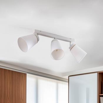 Lamkur Foco de techo Lore, 3 luces, Pantalla Tela, Blanco, 3x E27