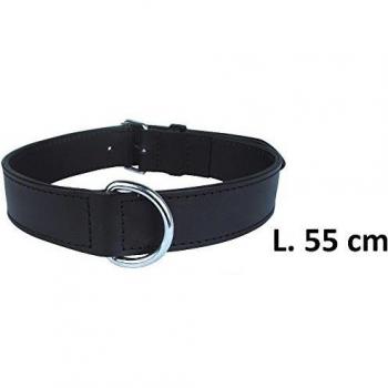 Collar para perro de cuero auténtico con forro Zolux 55cm negro