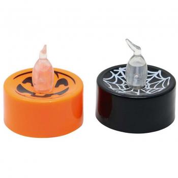 Guirca Caja de 24 Velas Naranja y Negra con Luz Surtidas de 4X4 cm