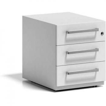 Contenedor rodante Bisley Note™ con 3 cajones universales, dimensiones 495 x 420 x 565 mm, color blanco tráfico