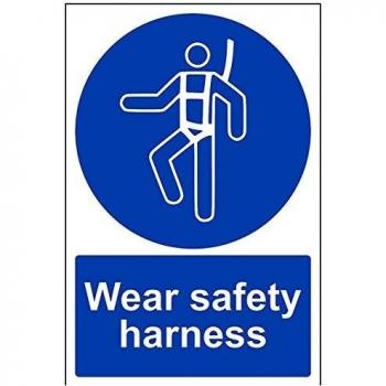 vsafety 41093 au-s señal obligatoria, autoadhesivo, desgaste arnés de seguridad, vertical, 200 mm x 300 mm), color azul