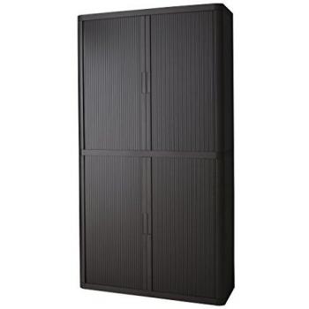 Armario de persiana easyOffice® 2 metros, cuerpo negro, cortinas negras, 4 estantes