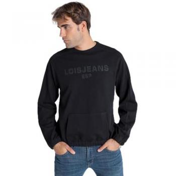 Sudadera Lois Jeans Hombre Bordado 3D Negra Casual Algodón Manga Larga S 2024