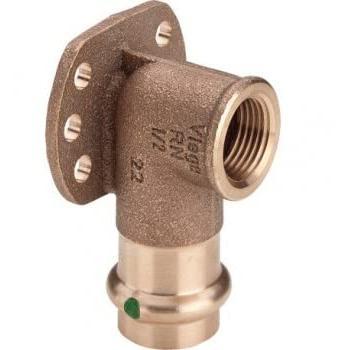 Placa de pared Viega Sanpress 22 mm x Rp 1/2, Bronce Rojo o Bronce de Silicio, SC-Contur