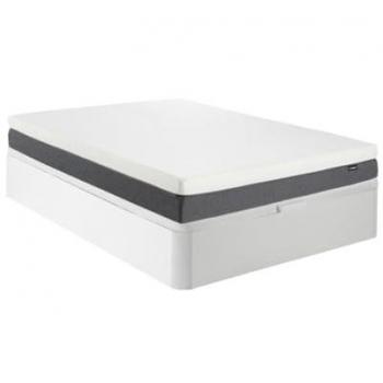 Conjunto de canapé abatible blanco 140 x 190 cm + colchón de muelles ensacados con memoria de forma, espuma, 7 zonas y desenfundable de 25 cm - KEPUR