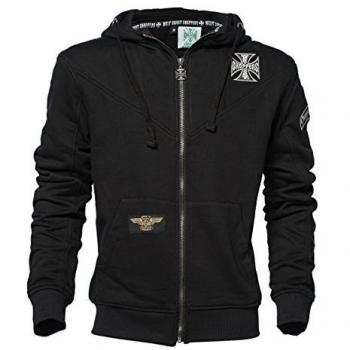 Sudadera con Cremallera y Capucha West Coast Choppers WCC OG Classic Panel - Tallas S a 4XL - Color Negro para Hombre
