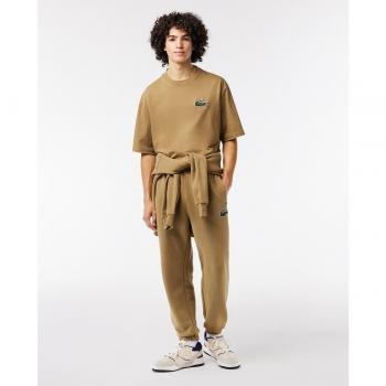 Lacoste TH0062-00 Camiseta Unisex Loose Fit de Algodón Suave Marrón Talla L
