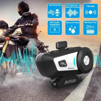 Auriculares Bluetooth para casco de motocicleta AiRide G1, interfono impermeable 10M con control de voz y cancelación de ruido CVC