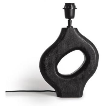Base Lámpara de Mesa Madera Dhara Iluzzia Negro Decoración Salón y Dormitorio