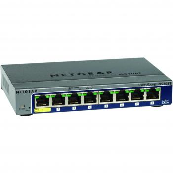 Netgear GS108T-200GES - Switch gestionable Smart Pro de 8 Puertos Gigabit, Color Gris