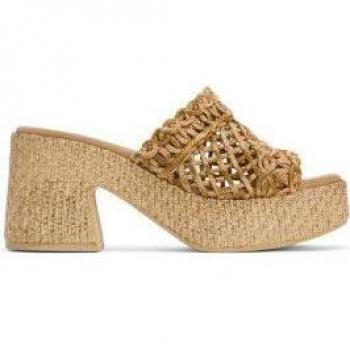 Sandalias Porronet 3064 - Sandalias de mujer en textil con pala fantasía y tacón bloque