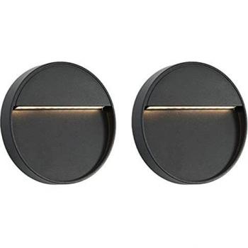 vidaXL 2x Lámparas de Pared para Jardín Redonda Iluminación Bombillas Luz Luces Exteriores Patios Terrazas Fachadas Balcones Casa Hogar 3 W Negra