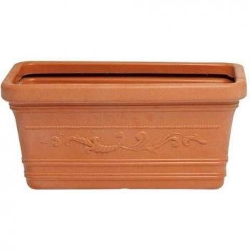 SATURNIA Macetero Resina Rectangular, Color Terracota, Resistente, Ideal Exterior, 60x33cm.